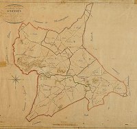 De kadasterkaart uit 1823 van de voormalige gemeente Schinnen